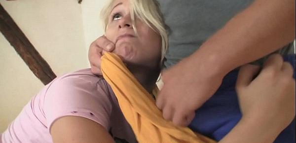  Cheated blonde bitch forced ride his angry cock